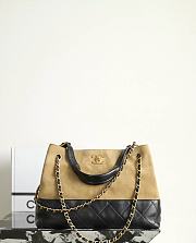 Fortok Chanel Shopping Bag Suede Calfskin & Lambskin Beige 36 x 24 x 14cm - 1