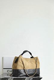 Fortok Chanel Shopping Bag Suede Calfskin & Lambskin Beige 36 x 24 x 14cm - 6