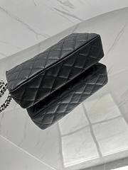 Fortok Chanel shoulder bag 25B Black CC Logo Silver Caviar12*21*5.5cm - 4