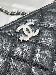 Fortok Chanel shoulder bag 25B Black CC Logo Silver Caviar12*21*5.5cm - 2