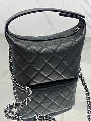 Fortok Chanel 25B Chain Hobo Bag Black Caviar Leather 19*21*6cm - 5
