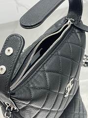 Fortok Chanel 25B Chain Hobo Bag Black Caviar Leather 19*21*6cm - 4