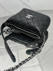 Fortok Chanel 25B Chain Hobo Bag Black Caviar Leather 19*21*6cm - 3