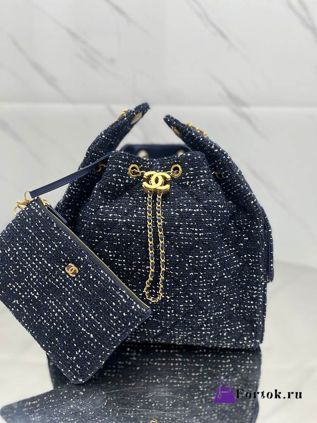 Fortok Chanel 25 tweed bag Small Denim Blue 30*26*14cm - 1