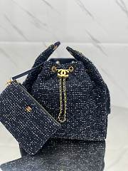 Fortok Chanel 25 tweed bag Small Denim Blue 30*26*14cm - 1