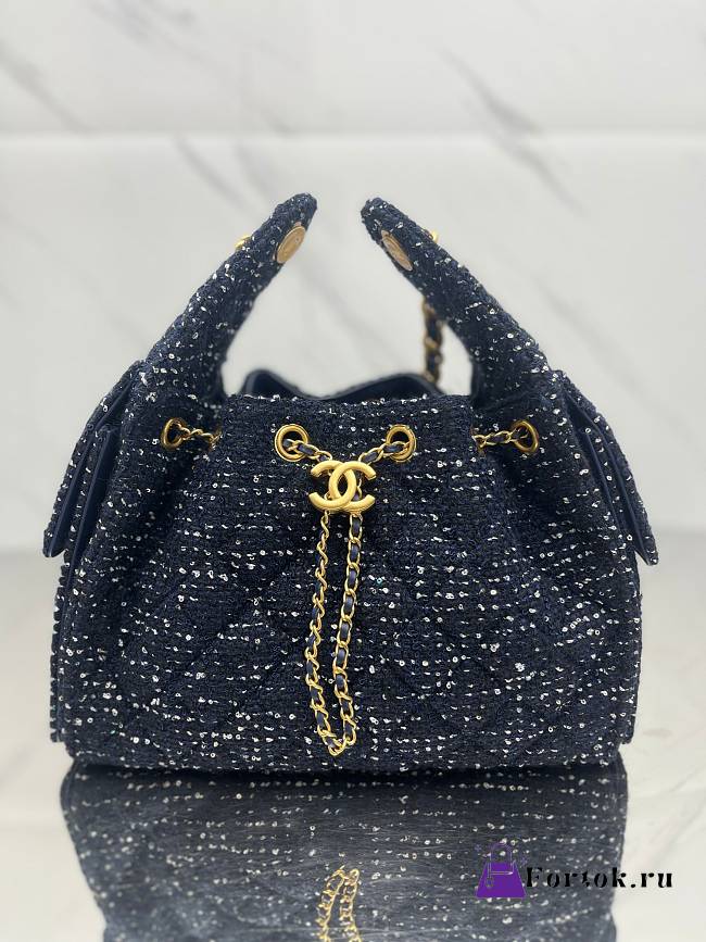Fortok Chanel 25 tweed bag Small Denim Blue 40*30*15cm  - 1