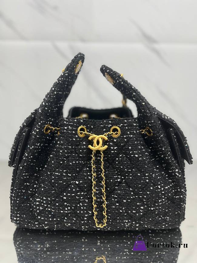 Fortok Chanel 25 tweed bag Small Black 40*30*15cm - 1
