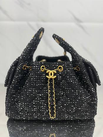 Fortok Chanel 25 tweed bag Small Black 40*30*15cm