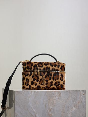 Fortok YSL Saint Laurent GABY vanity bag in pony hair leather Leopard Print 18x11x6.5cm