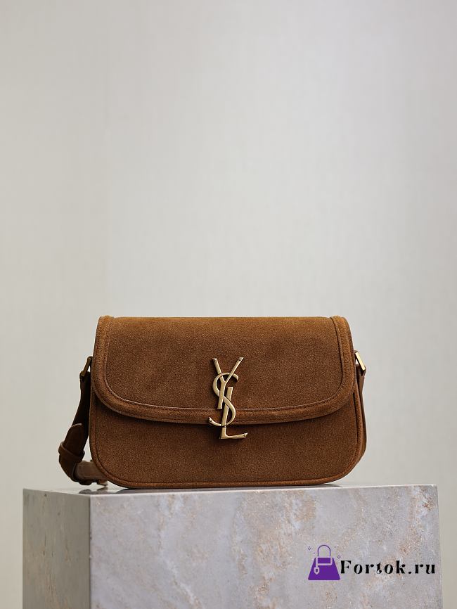Fortok YSL Saint Laurent SOLFERINO BOX medium in suede Brown 24.5×15×8.5cm  - 1
