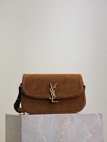 Fortok YSL Saint Laurent SOLFERINO BOX medium in suede Brown 24.5×15×8.5cm 