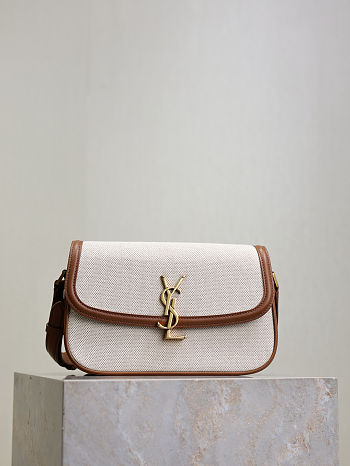 Fortok YSL Saint Laurent SOLFERINO BOX medium in Canvas Beige 24.5×15×8.5cm 