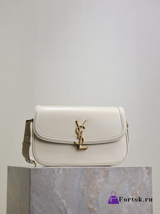 Fortok YSL Saint Laurent SOLFERINO BOX medium in Leather White 24.5×15×8.5cm  - 1