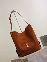 Fortok YSL Saint Laurent NIKI supple bucket in suede Brown 33×16×40cm - 5