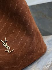 Fortok YSL Saint Laurent NIKI supple bucket in suede Brown 33×16×40cm - 2