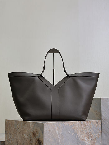 Fortok YSL Saint Laurent Y tote in Leather Green Grey 38-50×33×16cm