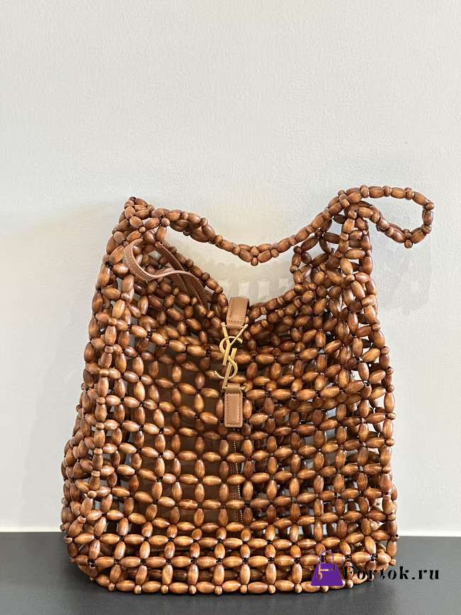 Fortok YSL Saint Laurent LE 5 À 7 large in wood beads 30x35x10cm  - 1