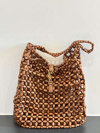 Fortok YSL Saint Laurent LE 5 À 7 large in wood beads 30x35x10cm 