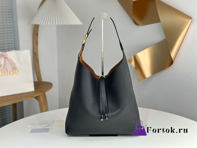 Fortok Chloe Marcie Small Hobo Bag Shoulder Bag Black 28*21*10cm - 1