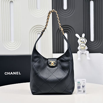 Fortok Chanel Small 25 Hobo Bag Black 27-23-21cm