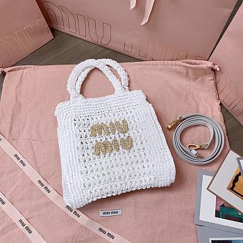 Fortok Miu Miu crochet shoulder bag White 22X 22.5X7.5cm