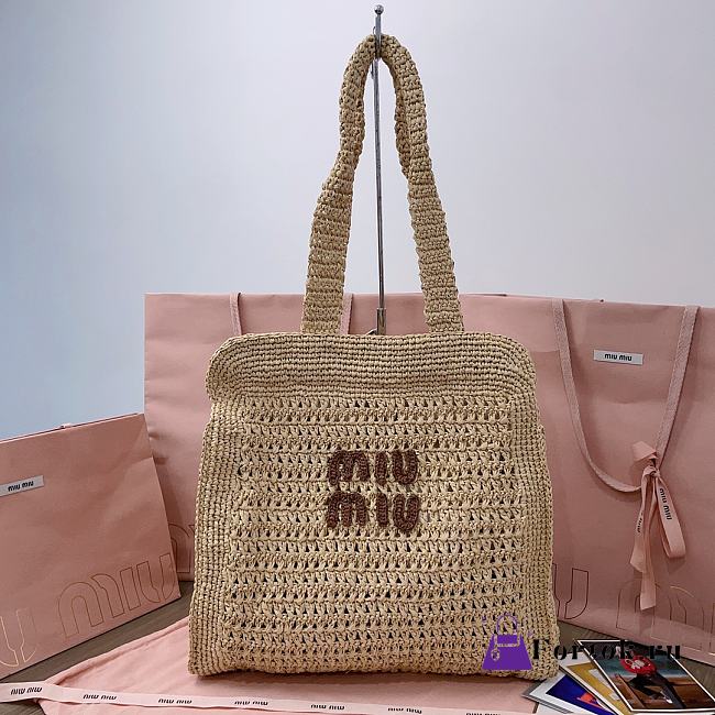 Fortok Miu Miu crochet shoulder bag Raffia 38.5X 40 X10cm  - 1
