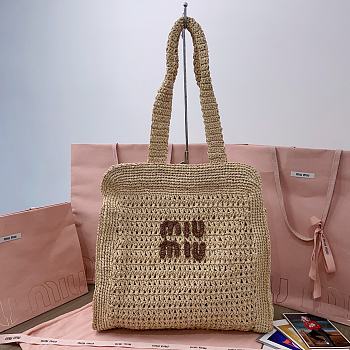 Fortok Miu Miu crochet shoulder bag Raffia 38.5X 40 X10cm 