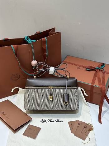 Fortok Loro Piana bag Canvas Grey 27x16x10cm