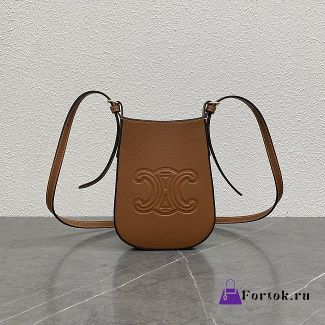 Fortok Céline Heloise soft cow leather mobile phone bag Brown 15x19.5x3cm - 1