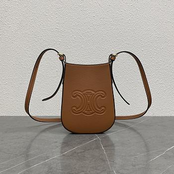 Fortok Céline Heloise soft cow leather mobile phone bag Brown 15x19.5x3cm