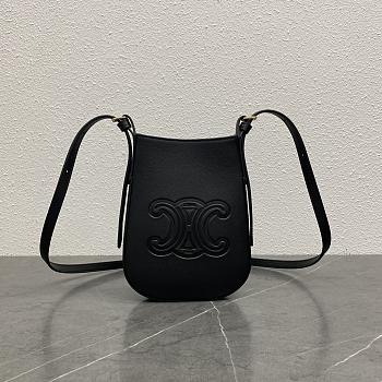 Fortok Céline Heloise soft cow leather mobile phone bag Black 15x19.5x3cm