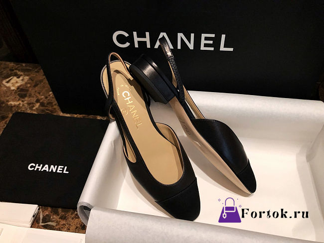 Fortok Chanel Slingback Flat Black  - 1