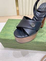 Fortok Gucci Claudie Horsebit Peep Toe Platform Sandals Black 13cm - 2