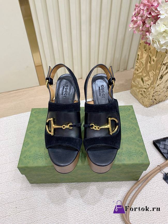 Fortok Gucci Horsebit Sandals Black 13cm - 1
