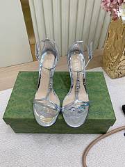 Fortok Gucci Women's sandal with bamboo Silver 9.5cm - 1
