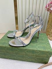 Fortok Gucci Women's sandal with bamboo Silver 9.5cm - 6
