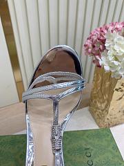 Fortok Gucci Women's sandal with bamboo Silver 9.5cm - 5