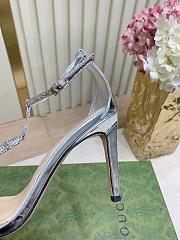 Fortok Gucci Women's sandal with bamboo Silver 9.5cm - 4