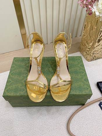 Fortok Gucci Women's sandal with bamboo Gold 9.5cm
