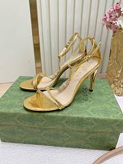 Fortok Gucci Women's sandal with bamboo Gold 9.5cm - 3