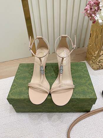 Fortok Gucci Women's sandal with bamboo Beige 9.5cm