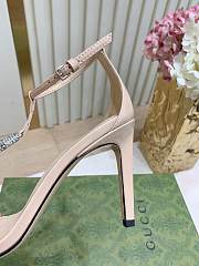 Fortok Gucci Women's sandal with bamboo Beige 9.5cm - 2