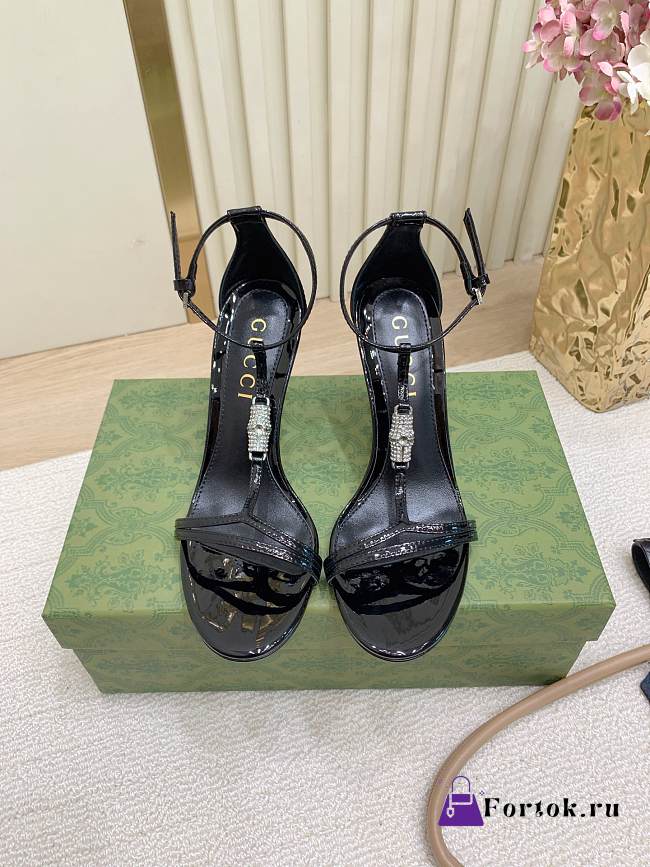 Fortok Gucci Women's sandal with bamboo Black 9.5cm - 1