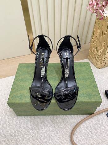 Fortok Gucci Women's sandal with bamboo Black 9.5cm