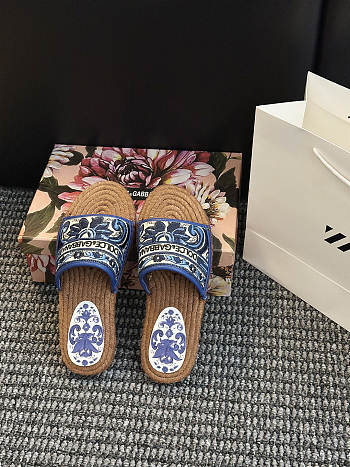 Fortok Dolce & Gabbana Embroidered Raffia slides Blue 