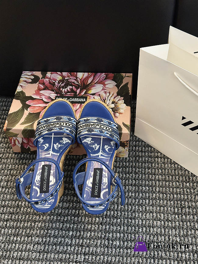 Fortok Dolce & Gabbana Embroidered Wedges Blue - 1