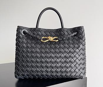 Fortok Bottega Veneta Womens Andiamo Medium Black Gold Hardware 32*24*12cm