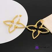 Fortok Louis Vuitton Four-leaf Clover Hollow Twist Earrings Gold - 6