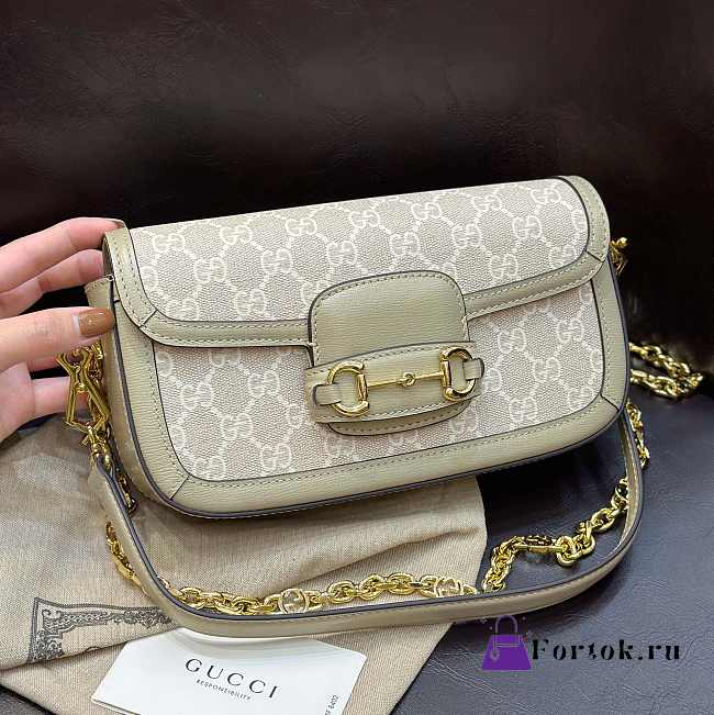 Fortok Gucci 1955 Horsebit shoulder bag White 23.5*14*5cm - 1