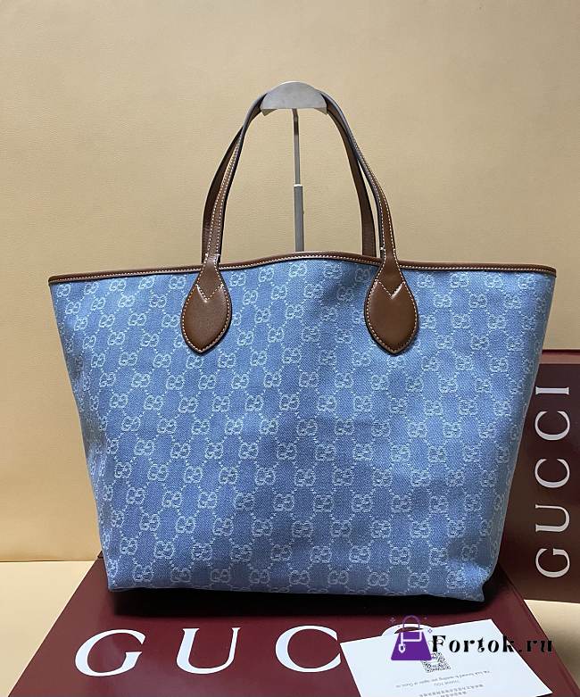 Fortok Gucci Totissima Demi Tote Light Blue 30.5*28*27cm - 1